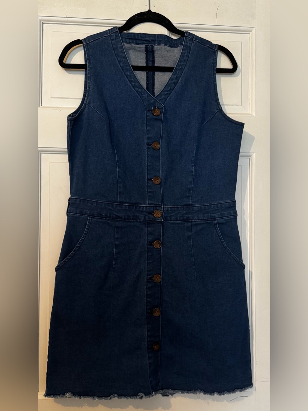 Denim button front dress